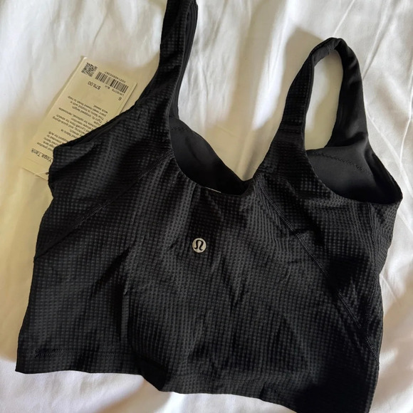 🆕🖤 Lululemon Scoop Neck Yoga Tank Top Grid Texture Black - Picture 6 of 9